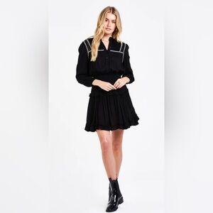 DEAR JOHN DENIM Ladies Londyn Ruffled Tiered Mini Dress Black Size Large